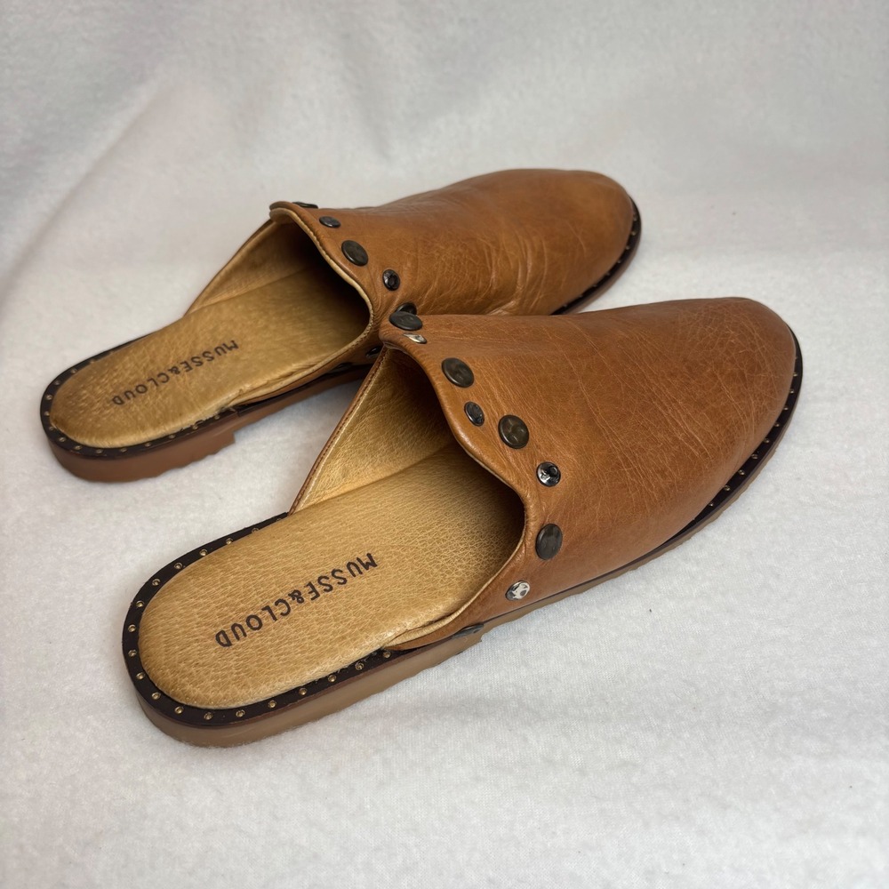 Anthropologie Musse & Cloud Mules Clogs Women 38 Brown Leather Studded Boho - Picture 6 of 16